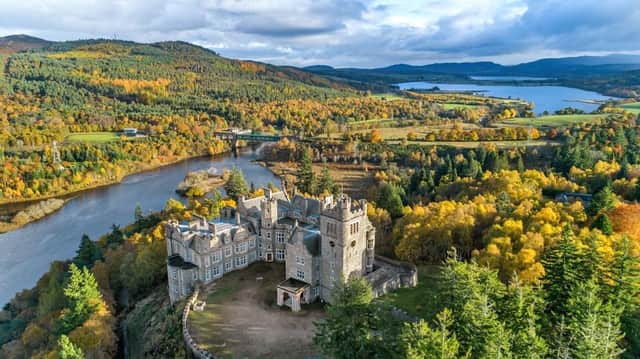 Carbisdale Castle in Sutherland has an elevated position with views over the Kyle of Sutherland. PIC: Strutt & Parker.