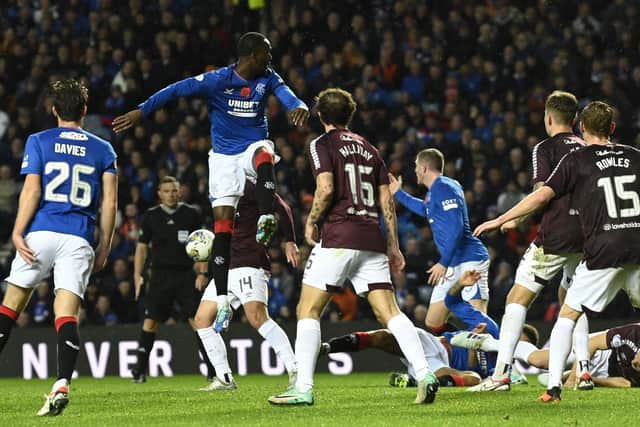 Rangers were awarded a penalty for this incident involving Peter Haring and Connor Goldson.
