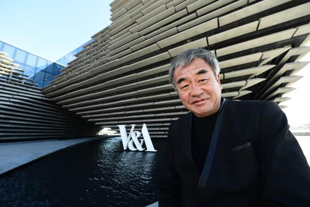 Architect Kengo Kuma outside the V&A Dundee building he designed. Picture: John Devlin