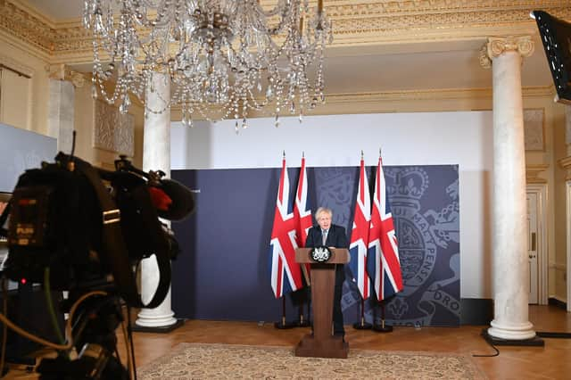 Prime Minister Boris Johnson during a media briefing in Downing Street, London, on the agreement of a post-Brexit trade deal.