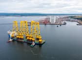 The delivery of Scotland’s largest offshore wind farm, the 1.1GW Seagreen, has taken another major step forward with the delivery of the first jacket superstructures to Port of Nigg in the Cromarty Firth. Picture: Seagreen Offshore Wind Farm