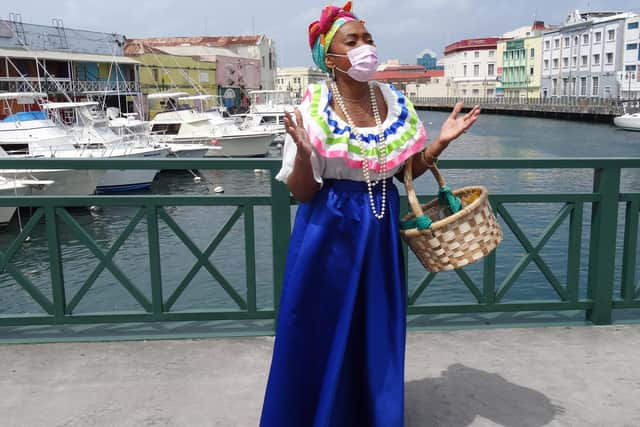 Guide Dawn-Lisa Callender-Smith giving a history lesson in Barbados' waterfront capital Bridgetown.