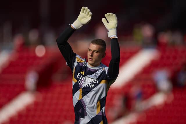 Real Madrid's goalkeeper Andriy Lunin is reportedly a target for Celtic.