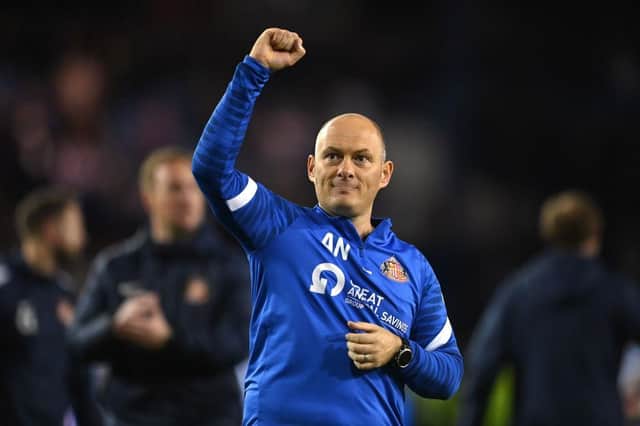 Sunderland manager Alex Neil celebrates victory at the end of the Sky Bet League One Play-Off Semi Final 2nd Leg match between Sheffield Wednesday and Sunderland.(Photo by Michael Regan/Getty Images)