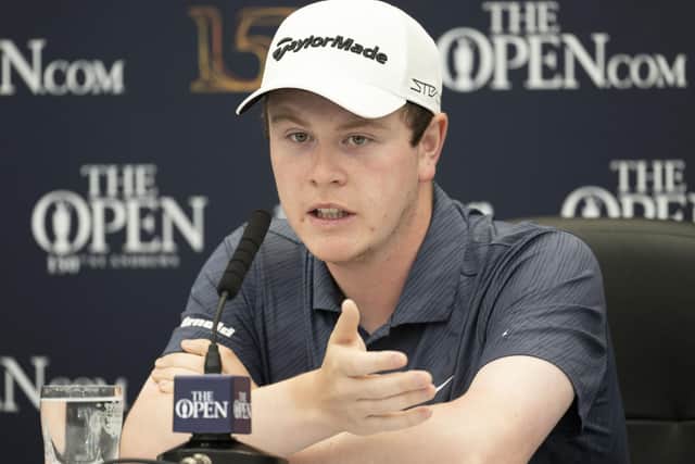 Bob MacIntyre talks to the media during his press conference at the 150th Open at St Andrews. Picture: Tom Russo/National World.
