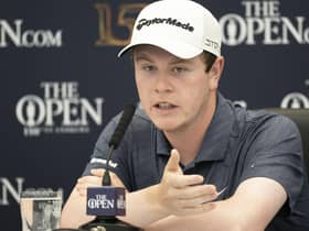 Bob MacIntyre talks to the media during his press conference at the 150th Open at St Andrews. Picture: Tom Russo/National World.