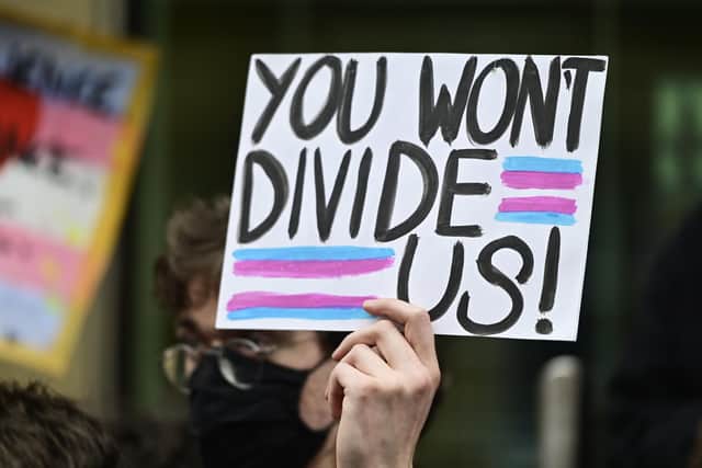 Trans rights campaigners protest in Glasgow. Picture: John Devlin/The Scotsman