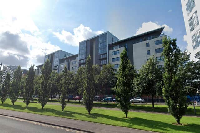 Specialist firearms officers were called at 8pm on Thursday after police received a report of a group of men firing a gun from a balcony in Harbour Terraces on the banks of the River Clyde.