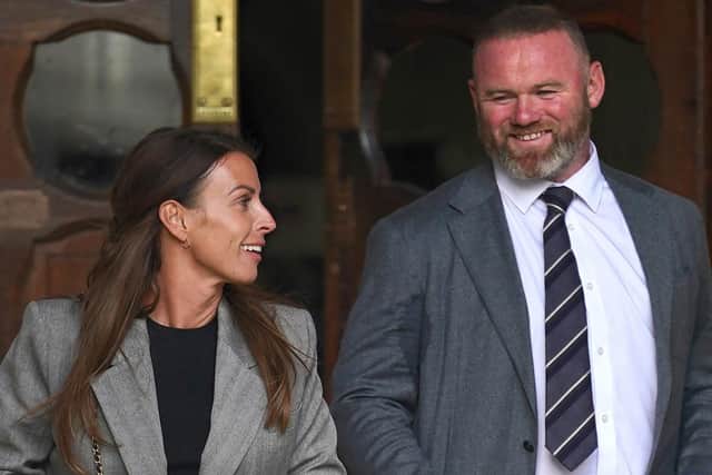 Coleen and Wayne Rooney leaving the Royal Courts Of Justice, London. Rebekah Vardy and Coleen Rooney are due to find out who has won their High Court libel battle in the "Wagatha Christie" case.