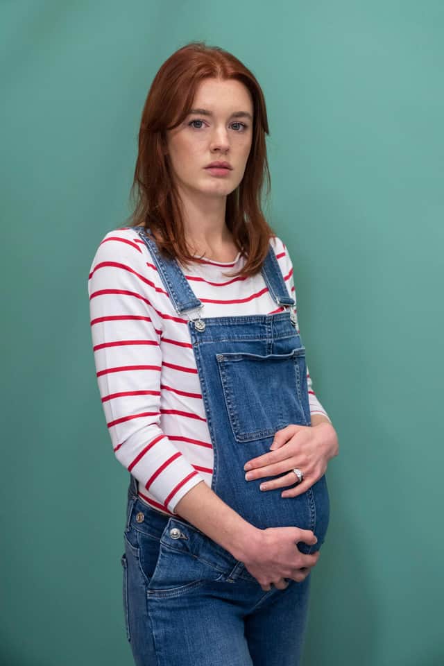 Amy James Kelly as a mum campaigning against the abortion laws in Three Families
