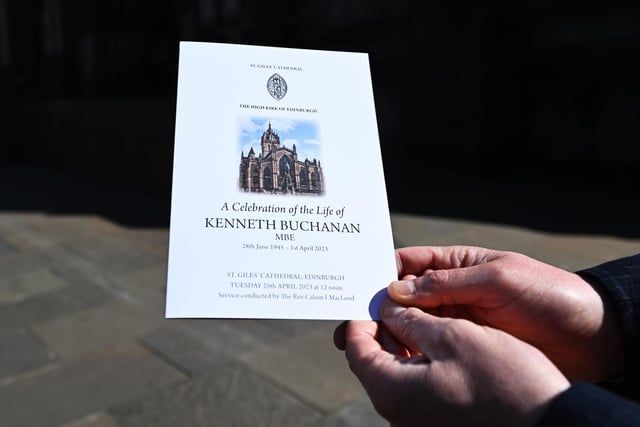 An order of service for the memorial service for legendary Scottish boxing world champion Ken Buchanan MBE at St Giles Cathedral