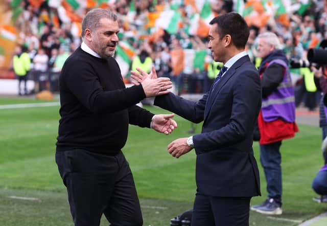 Celtic manager Ange Postecoglou and Rangers manager Giovanni van Bronckhorst.
