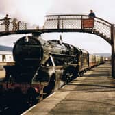 A steam locomotive arriving at Boat of Garten station in the 1980s. Picture: Strathspey Railway