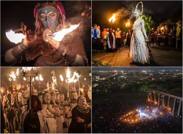 Performers take part in the Beltane Fire Festival in Edinburgh.
