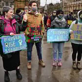 Campaigners attend a rally in George Square in protest against the rising cost of living.