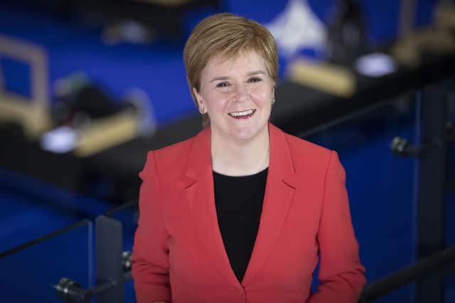 Nicola Sturgeon at the count for the Scottish Parliamentary Elections at the Emirates Arena, Glasgow.