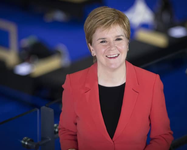 Nicola Sturgeon at the count for the Scottish Parliamentary Elections at the Emirates Arena, Glasgow.