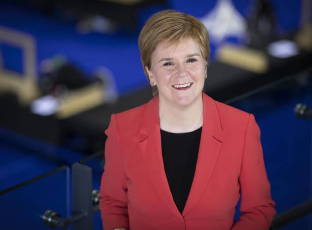 Nicola Sturgeon at the count for the Scottish Parliamentary Elections at the Emirates Arena, Glasgow.