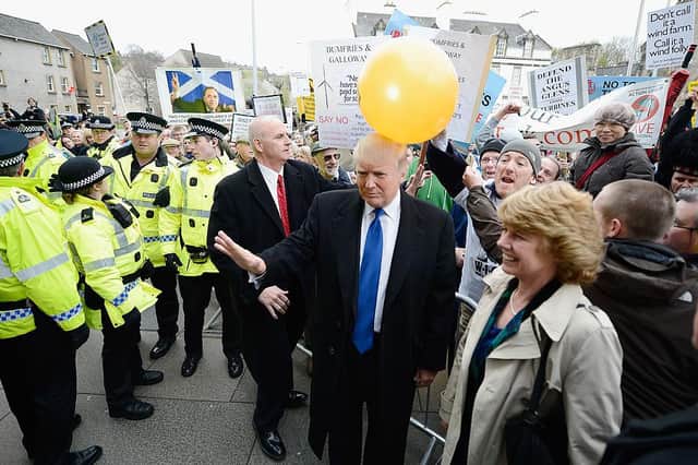 Donald Trump often receives a lively welcome on his visits to Scotland (Getty Images)