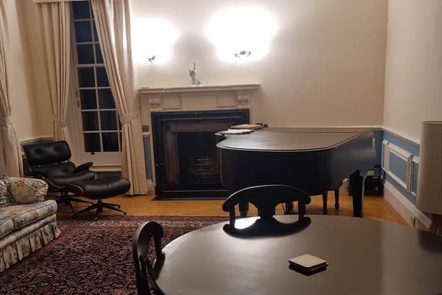 The grand piano inside Bob Dylan's former Highland home. Picture: Rosalind Erskine