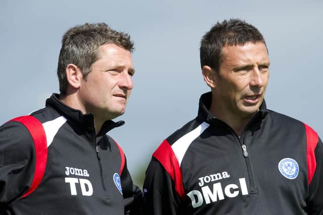 Docherty and McInnes were a successful double act, firstly at St Johnstone (pictured in 2010), as well as Bristol City, Aberdeen and Killie.