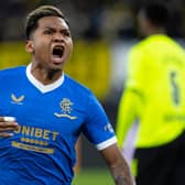Alfredo Morelos celebrates after scoring against Borussia Dortmund at the Signal Iduna Park. (Photo by Alan Harvey / SNS Group)