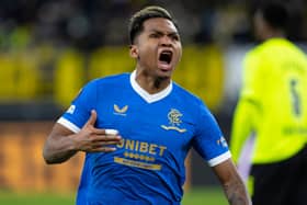 Alfredo Morelos celebrates after scoring against Borussia Dortmund at the Signal Iduna Park. (Photo by Alan Harvey / SNS Group)
