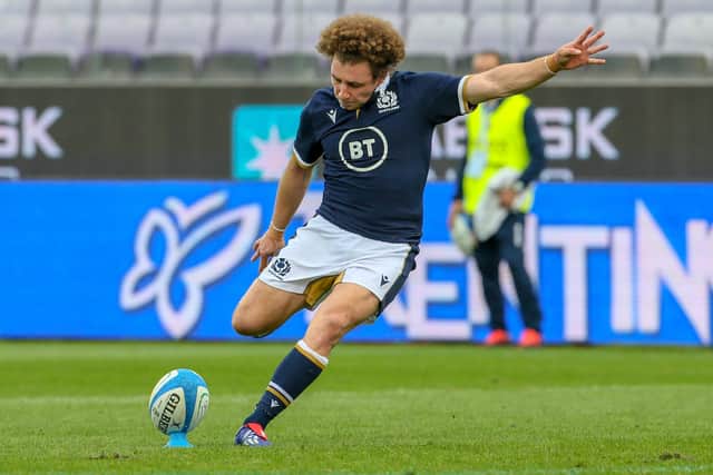 Duncan Weir kicked four out of four conversions on his first start for Scotland in over four years. Picture: Giampiero Sposito/Getty Images