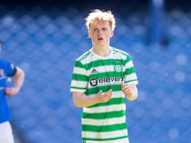 Celtic's Owen Moffat scored a long range stunner against Dalbeattie Star. (Photo by Roddy Scott / SNS Group)
