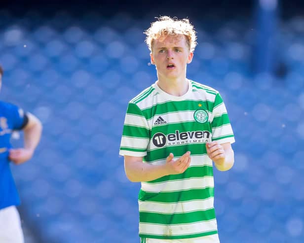 Celtic's Owen Moffat scored a long range stunner against Dalbeattie Star. (Photo by Roddy Scott / SNS Group)