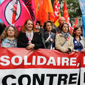 A protest against the National Rally party in France, where attempts are being made to form a united front against the far-right (Picture: Laure Boyer/Hans Lucas/AFP via Getty Images)