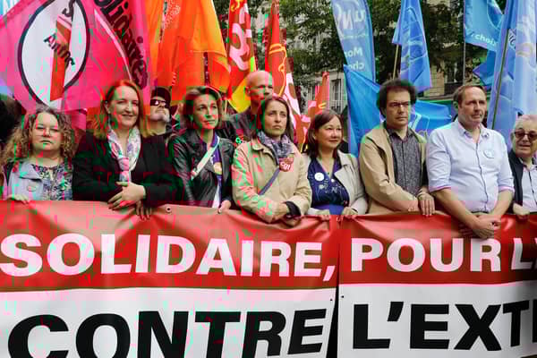 A protest against the National Rally party in France, where attempts are being made to form a united front against the far-right (Picture: Laure Boyer/Hans Lucas/AFP via Getty Images)