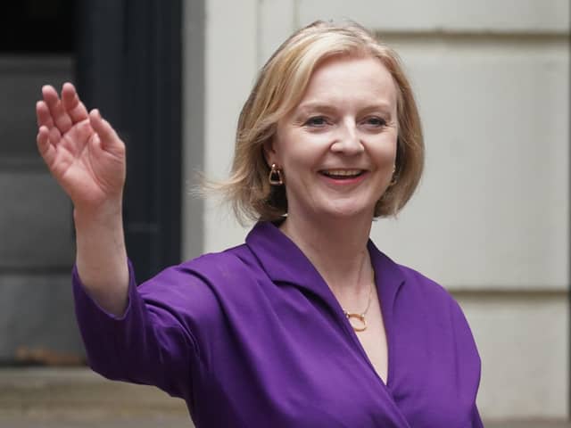 Liz Truss departs Conservative Campaign Headquarters (CCHQ) in London, following the announcement that she is the new Conservative party leader, and will become the next Prime Minister. Picture: PA