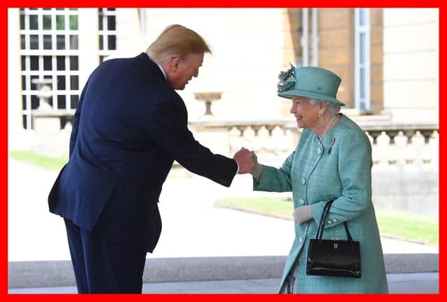 A meeting of monarchs? Queen Elizabeth greets US President Donald Trump as he arrives at Buckingham Palace last year (Picture: Victoria Jones/PA Wire)