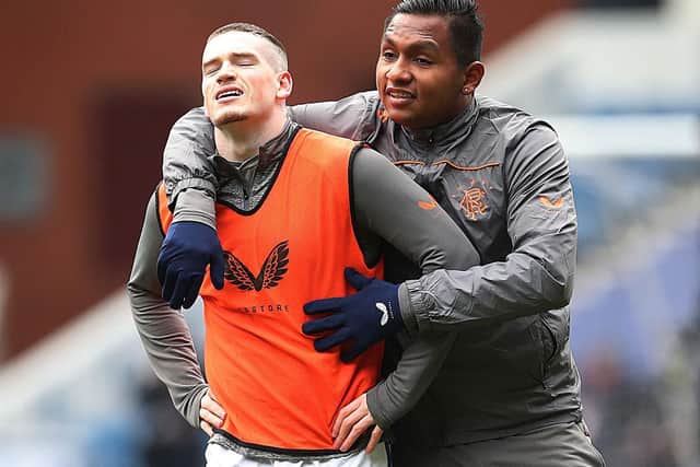 Ryan Kent and Alfredo Morelos of Rangers. (Photo by Ian MacNicol/Getty Images)