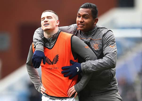Ryan Kent and Alfredo Morelos of Rangers. (Photo by Ian MacNicol/Getty Images)