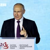Russian President Vladimir Putin addresses a plenary session of the Eastern Economic Forum in Vladivostok, Russia.