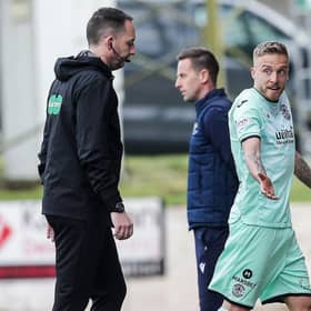 Hibs midfielder James Jeggo reacts as he is sent off against St Johnstone.  (Photo by Ewan Bootman / SNS Group)
