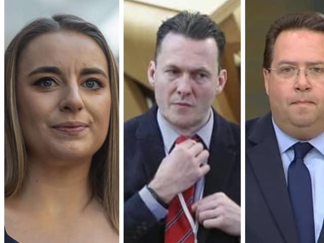 Some of the contenders to replace Douglas Ross as Scottish Tories leader (from left to right): Meghan Gallacher, Russell Findlay and Craig Hoy