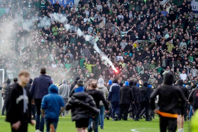 Sunday's pitch invasion at Ibrox following victory for Celtic over Rangers in the Scottish Gas Men's Scottish Cup quarter-final match. (Photo by Andrew Milligan/PA Wire)