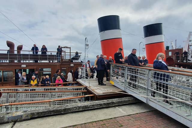 Passengers disembarking at Dunoon on Friday. Picture: John Devlin