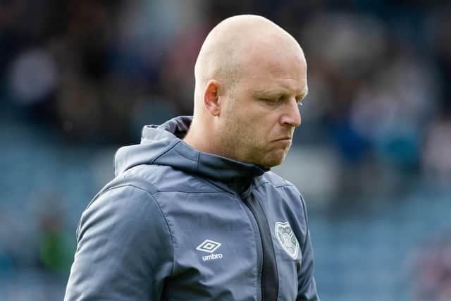 Hearts technical director Steven Naismith looks dejected after his side's 1-0 loss against Dundee at Dens Park (Photo by Mark Scates / SNS Group)