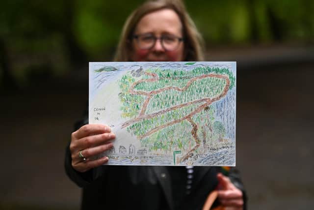 A map made by Dee Hedden, who takes Dani Garavelli on her daily walk where she points out various bits of art that she has discovered. Picture: John Devlin