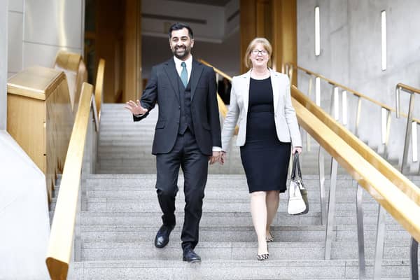 New First Minister Humza Yousaf with his deputy Shona Robison. Picture: Jeff J Mitchell/Getty Images
