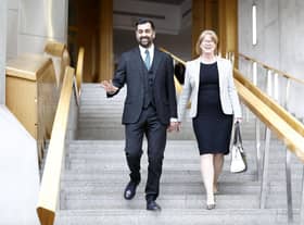 New First Minister Humza Yousaf with his deputy Shona Robison. Picture: Jeff J Mitchell/Getty Images