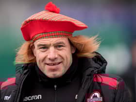 Richard Cockerill sports a 'see you Jimmy' hat after Scotland's win over England in 2018. He was coach of Edinburgh at the time.  Picture: Ross Parker/ SNS