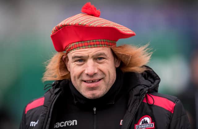 Richard Cockerill sports a 'see you Jimmy' hat after Scotland's win over England in 2018. He was coach of Edinburgh at the time.  Picture: Ross Parker/ SNS