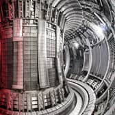 The inside of the Joint European Torus laboratory's nuclear fusion machine with superimposed plasma (Picture: EUROfusion/PA Wire)