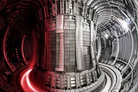 The inside of the Joint European Torus laboratory's nuclear fusion machine with superimposed plasma (Picture: EUROfusion/PA Wire)
