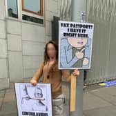 A protester outside the Holyrood building